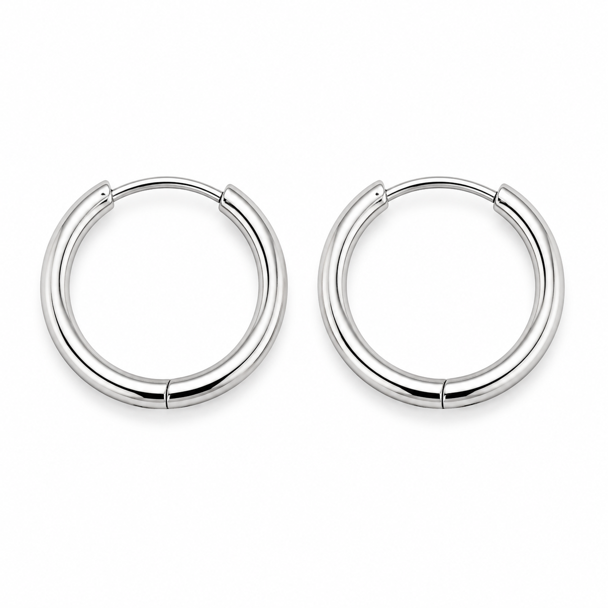 Brincos Argola em Titânio Lisa 20mm – Modelo Clássico Premium