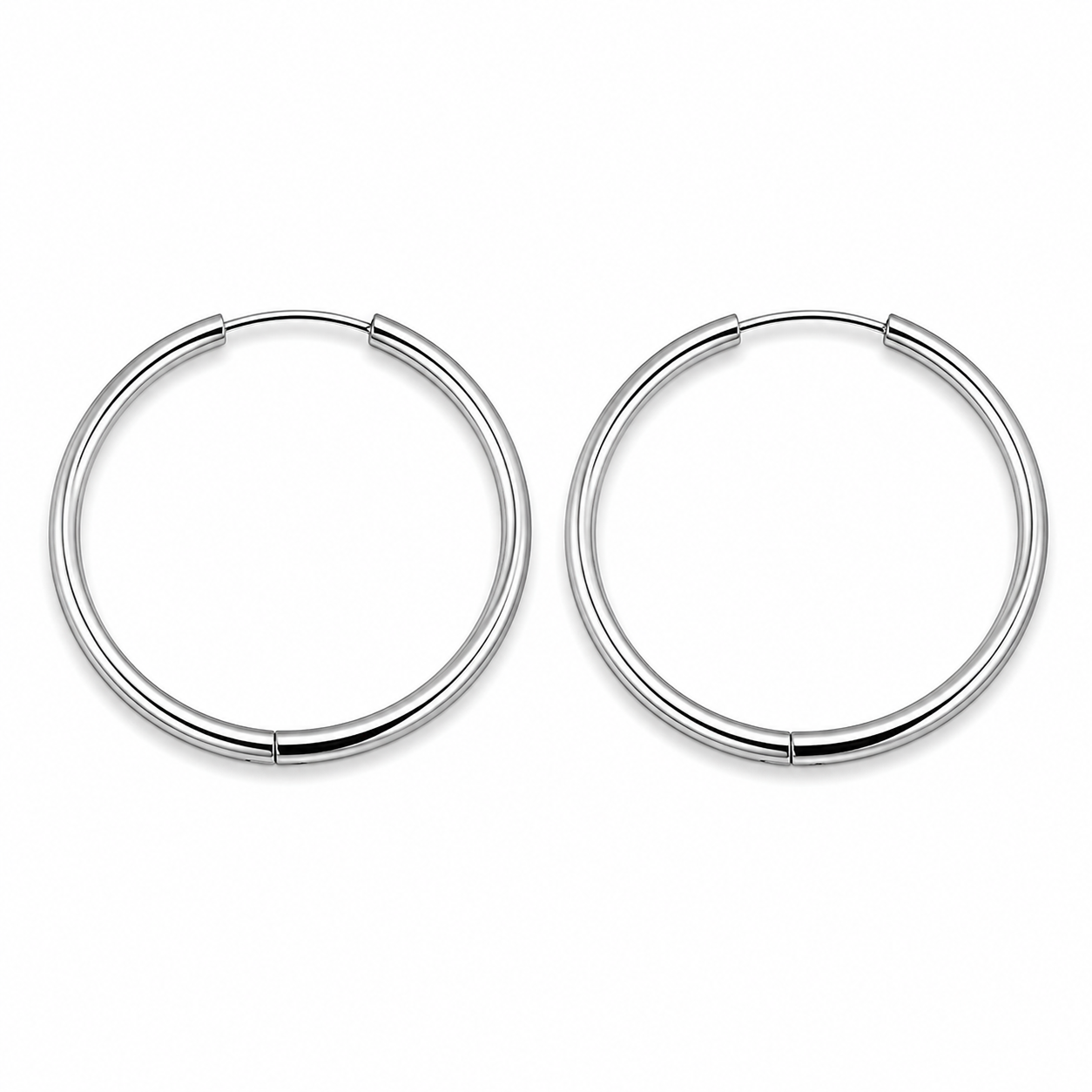 Brincos Argola em Titânio Lisa 30mm – Modelo Clássico Maxi Premium