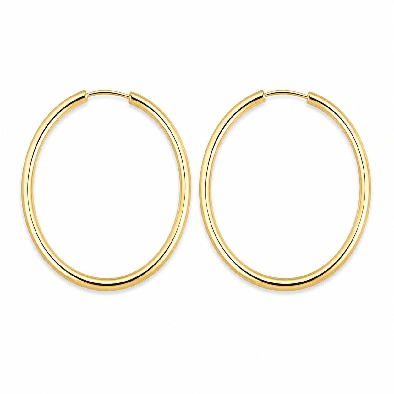 Brincos Argola em Titânio PVD Gold Lisa 30mm – Modelo Maxi Premium