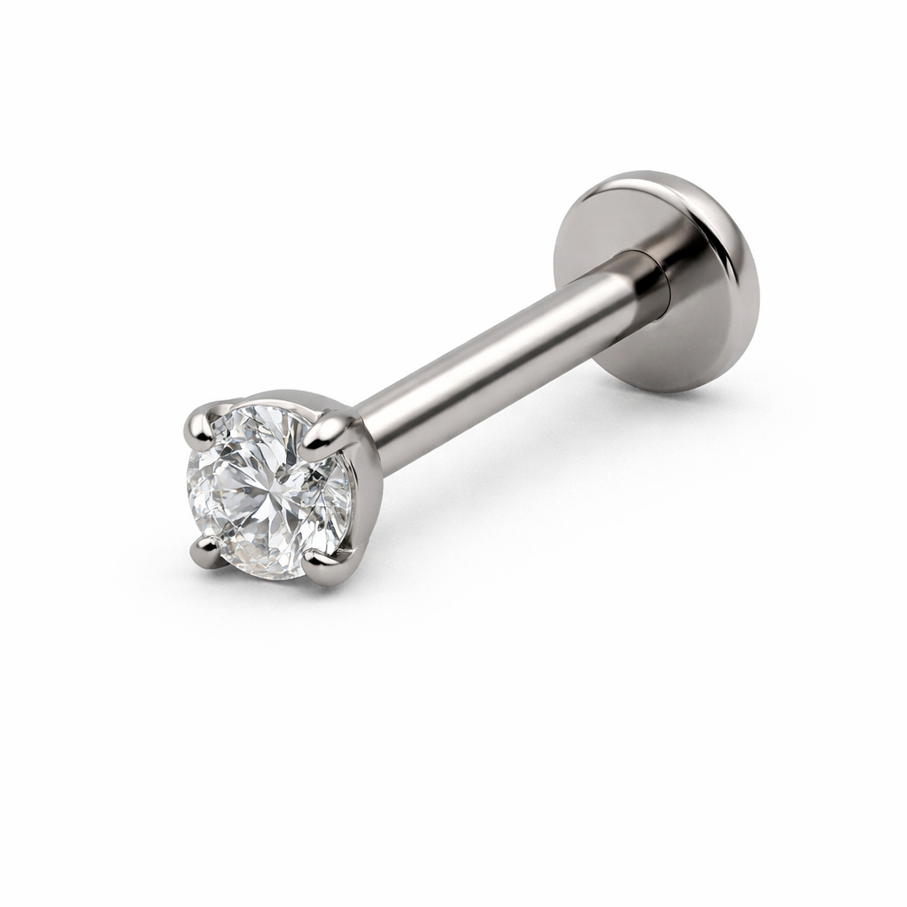 Piercing Labret com Zircônia Cristal 2.5mm em Titânio