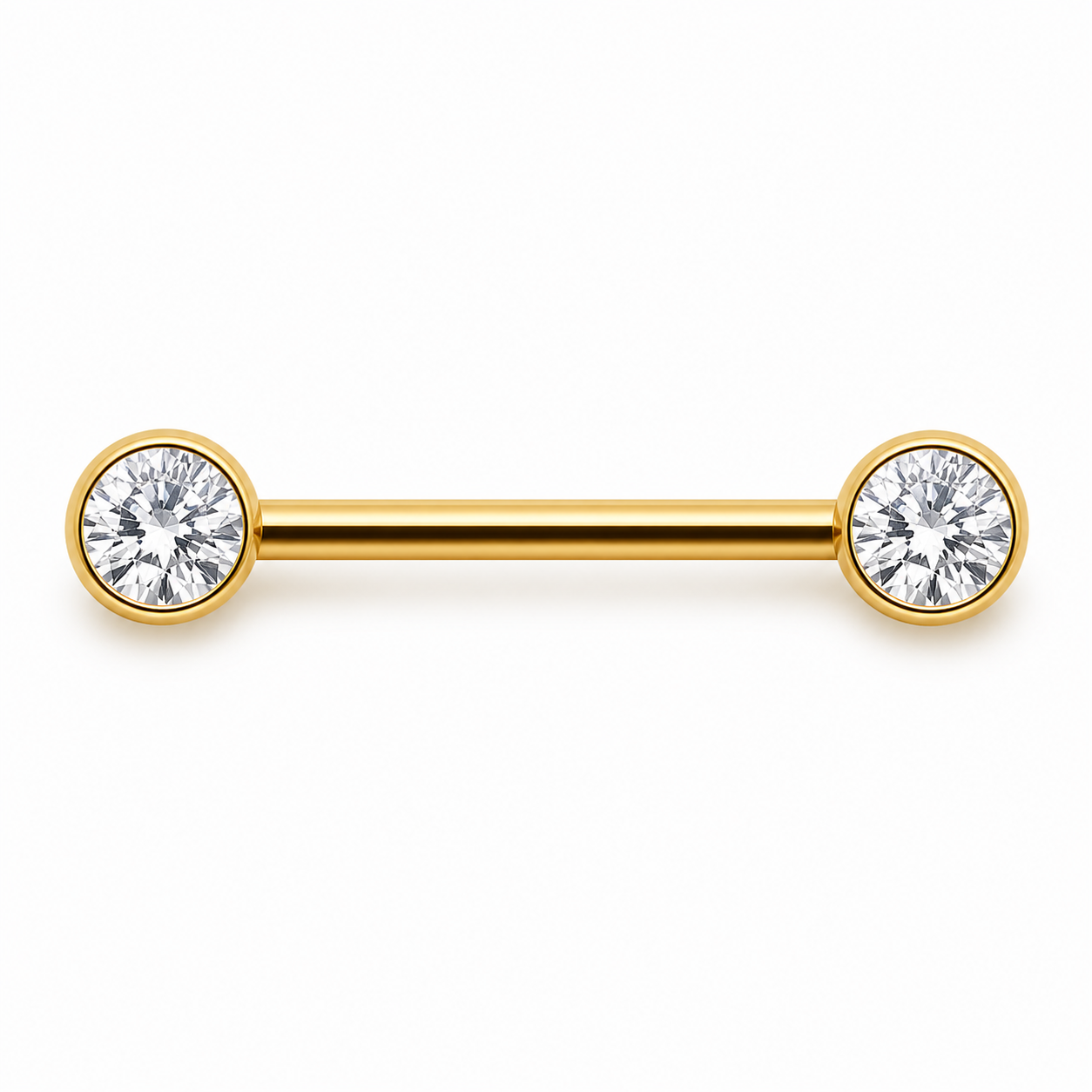 Piercing Mamilo em Titânio PVD Gold com Zircônias Cristal Flat Push Pin