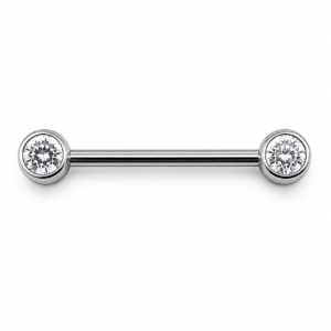 Piercing Mamilo em Titânio com Zircônias Flat Push Pin – Modelo Premium Unilateral