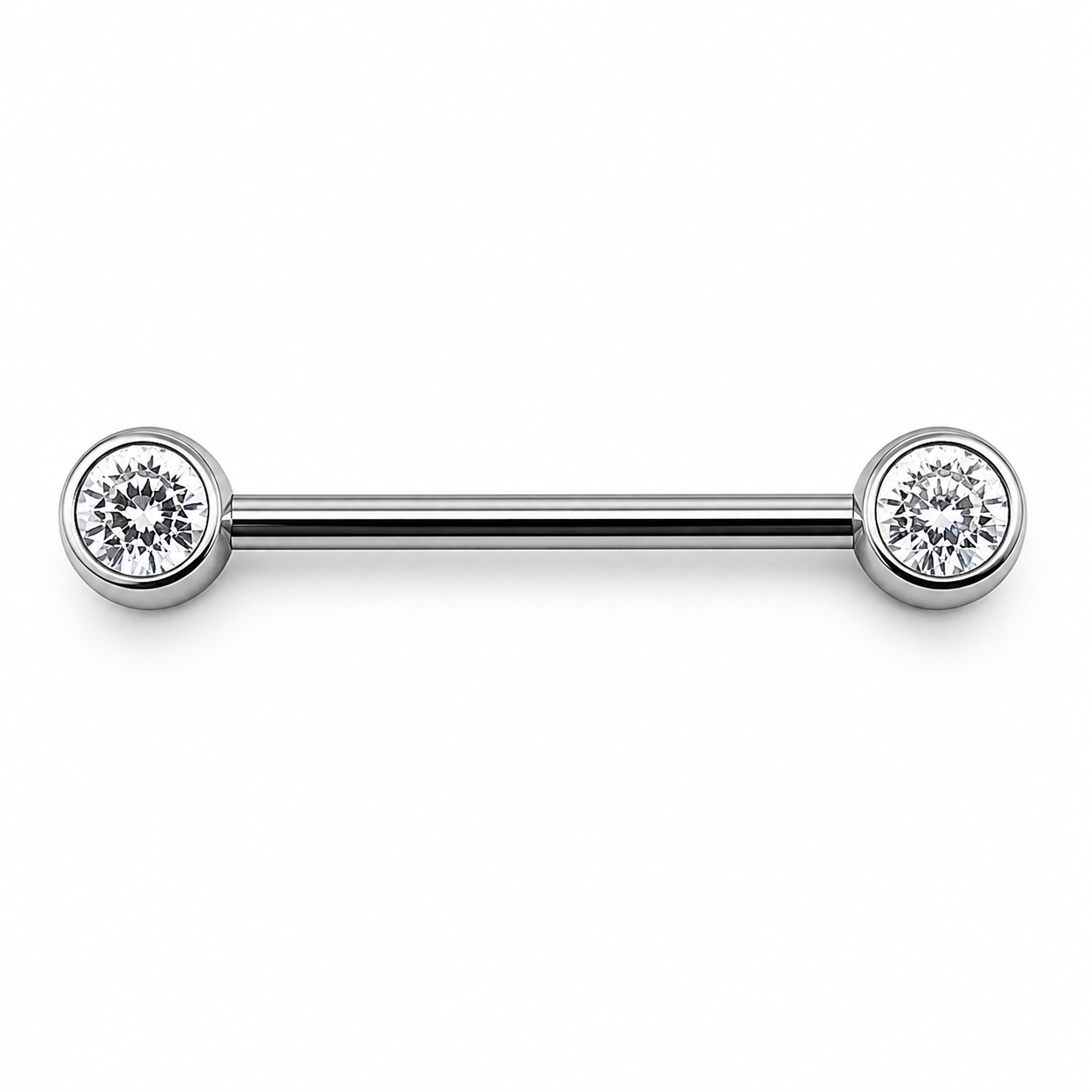 Piercing Mamilo em Titânio com Zircônias Flat Push Pin – Modelo Premium Unilateral