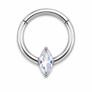 Piercing Segmento em Titânio 8mm com Zircônia Navete Aurora Boreal