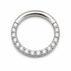 Piercing Segmento em Titânio Cravejado Frontal com Zircônias 10mm