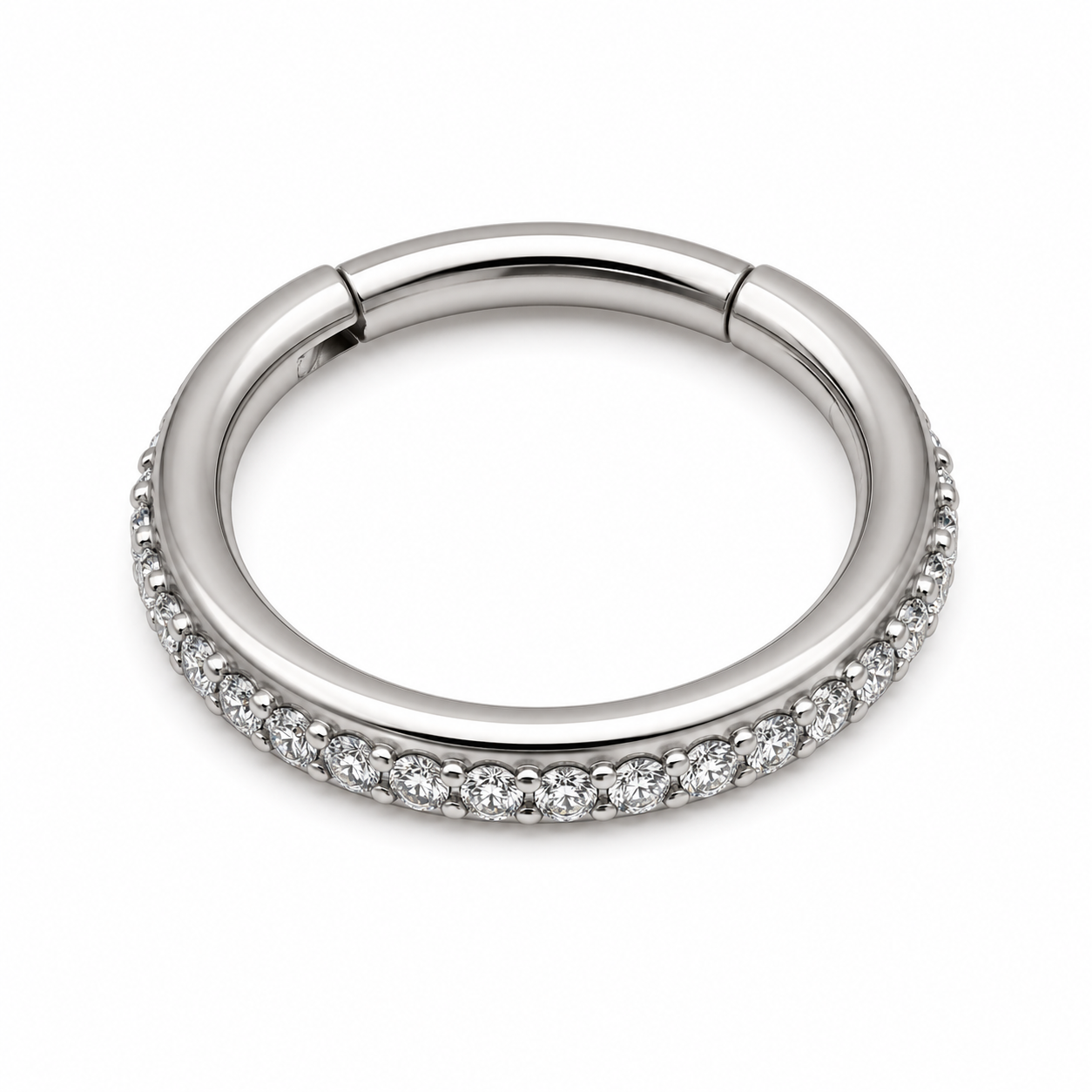 Piercing Segmento em Titânio Cravejado Lateral com Zircônias 11mm
