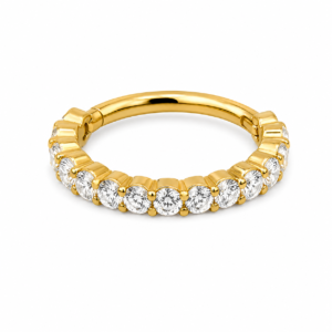 Piercing Segmento em Titânio PVD Gold com 12 Zircônias Cravejadas – Modelo Lux Premium