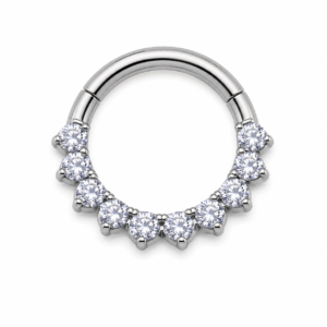 Piercing Segmento em Titânio com 12 Zircônias Frontais Cravejadas