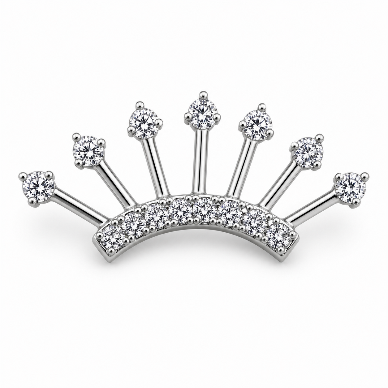 Piercing Topo Cluster em Titânio com Raios de Zircônias Cravejadas