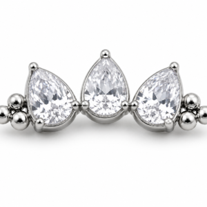 Piercing Topo Cluster em Titânio com Zircônias Gota e Detalhe em Esferas