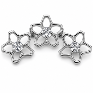 Piercing Topo em Titânio Cluster de Flores Vazadas com Zircônias
