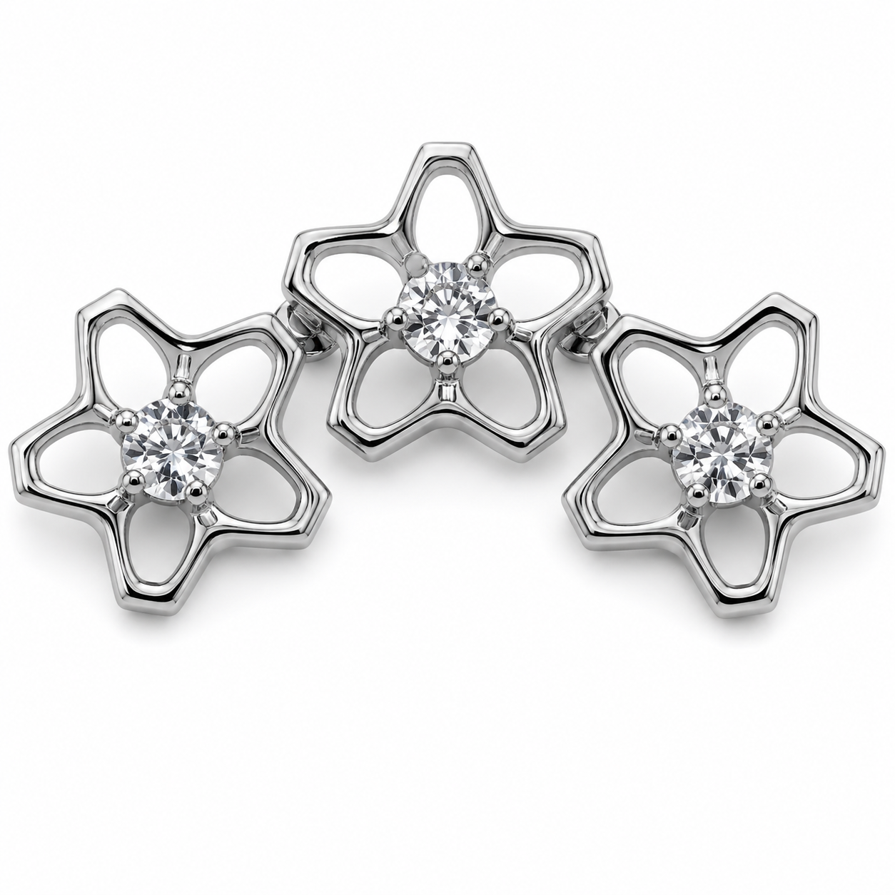 Piercing Topo em Titânio Cluster de Flores Vazadas com Zircônias