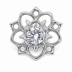 Piercing Topo em Titânio Flor de Lótus com Zircônia Central