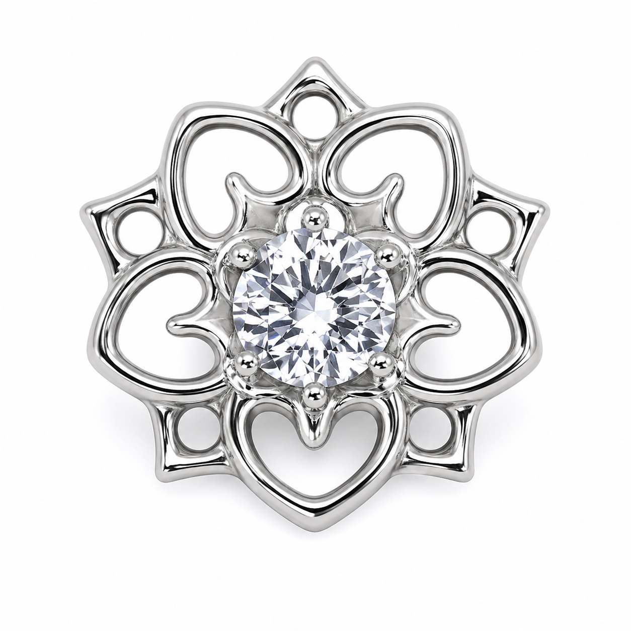 Piercing Topo em Titânio Flor de Lótus com Zircônia Central