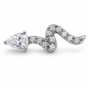 Piercing Topo em Titânio Formato Cobra Cravejada com Zircônias