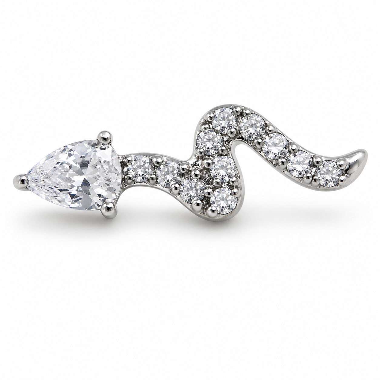 Piercing Topo em Titânio Formato Cobra Cravejada com Zircônias