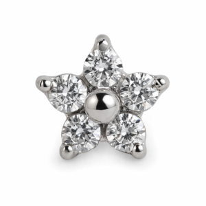 Piercing Topo em Titânio Micro Flor com Zircônias 3.2mm