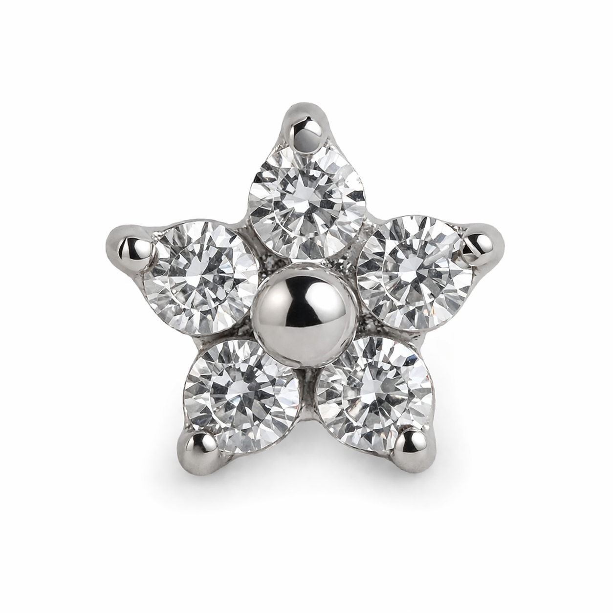 Piercing Topo em Titânio Micro Flor com Zircônias 3.2mm