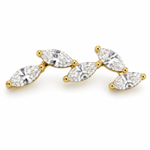 Piercing Topo em Titânio PVD Gold Cluster com 5 Zircônias Navete