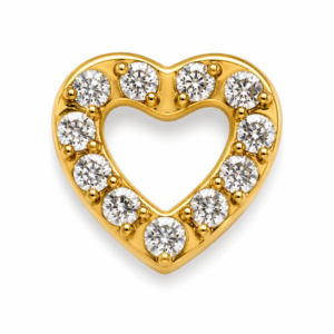 Piercing Topo em Titânio PVD Gold Coração Cravejado com Zircônias
