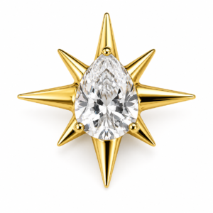 Piercing Topo em Titânio PVD Gold Estrela com Zircônia Gota Central