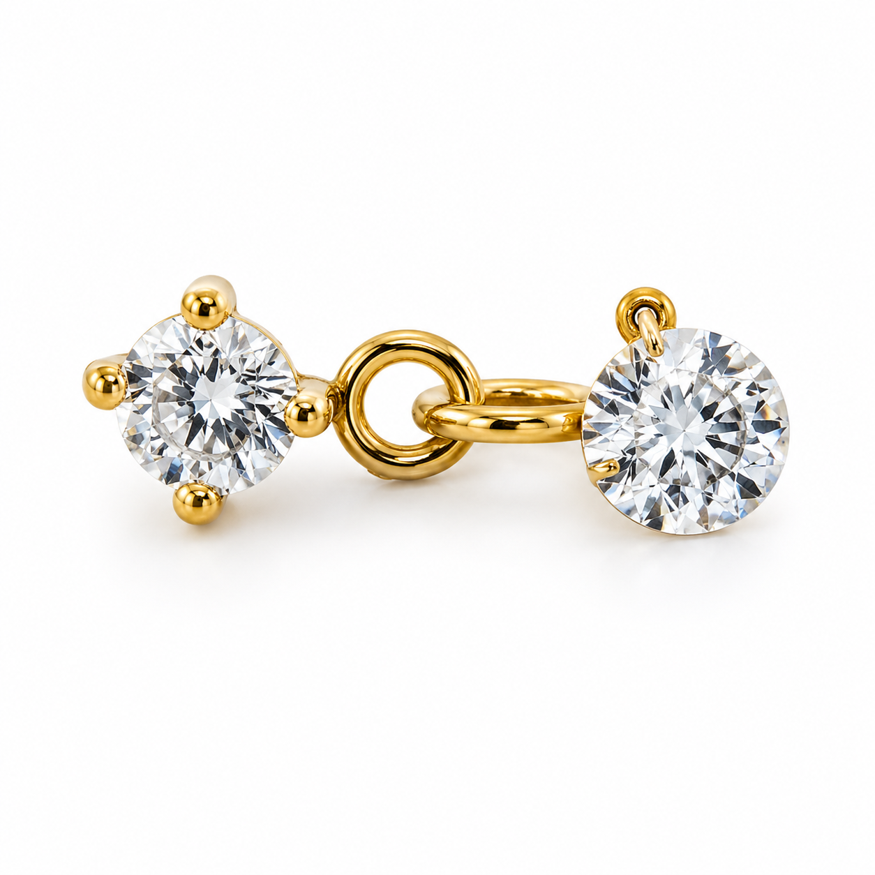 Piercing Topo em Titânio PVD Gold Push Pin com Pingente de Zircônia