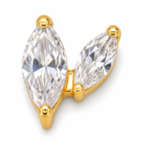 Piercing Topo em Titânio PVD Gold com 2 Zircônias Navete
