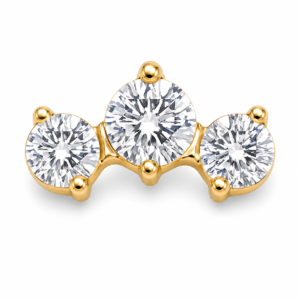 Piercing Topo em Titânio PVD Gold com 3 Zircônias Cluster