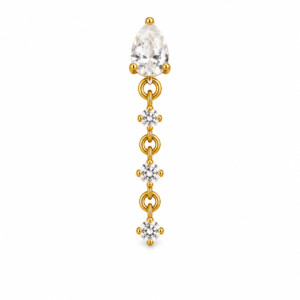 Piercing Topo em Titânio PVD Gold com Gota de Zircônia e Pingente em Corrente