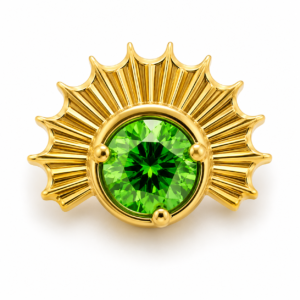 Piercing Topo em Titânio PVD Gold com Zircônia Verde Esmeralda e Raios – Modelo Lux Premium