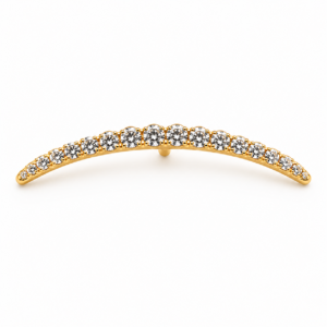 Piercing Topo em Titânio PVD Gold com Zircônias Arco Cravejado