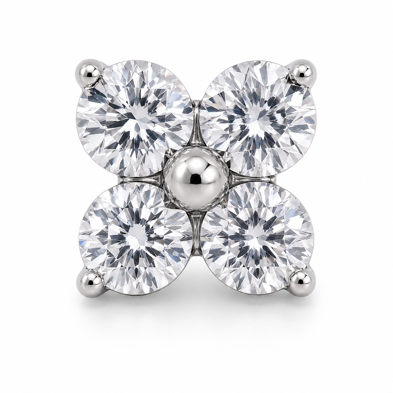 Piercing Topo em Titânio Trevo de 4 Folhas com Zircônias