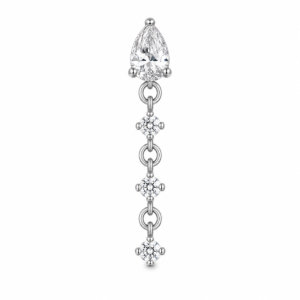 Piercing Topo em Titânio com Gota de Zircônia e Pingente em Corrente