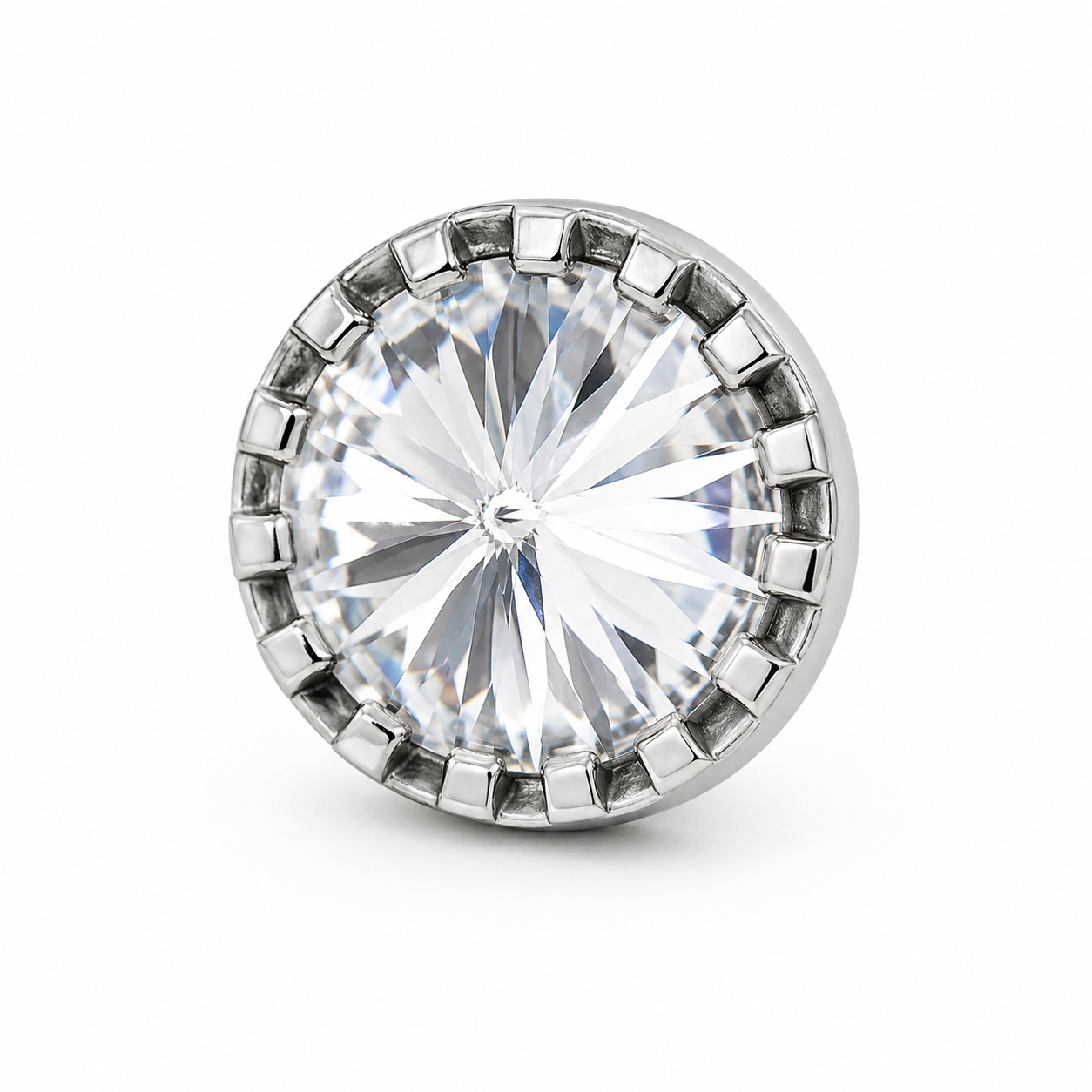 Piercing Topo em Titânio com Zircônia Rivoli Cravejada em Garras