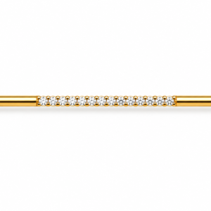 Piercing Transversal em Titânio PVD Gold Cravejado com Zircônias