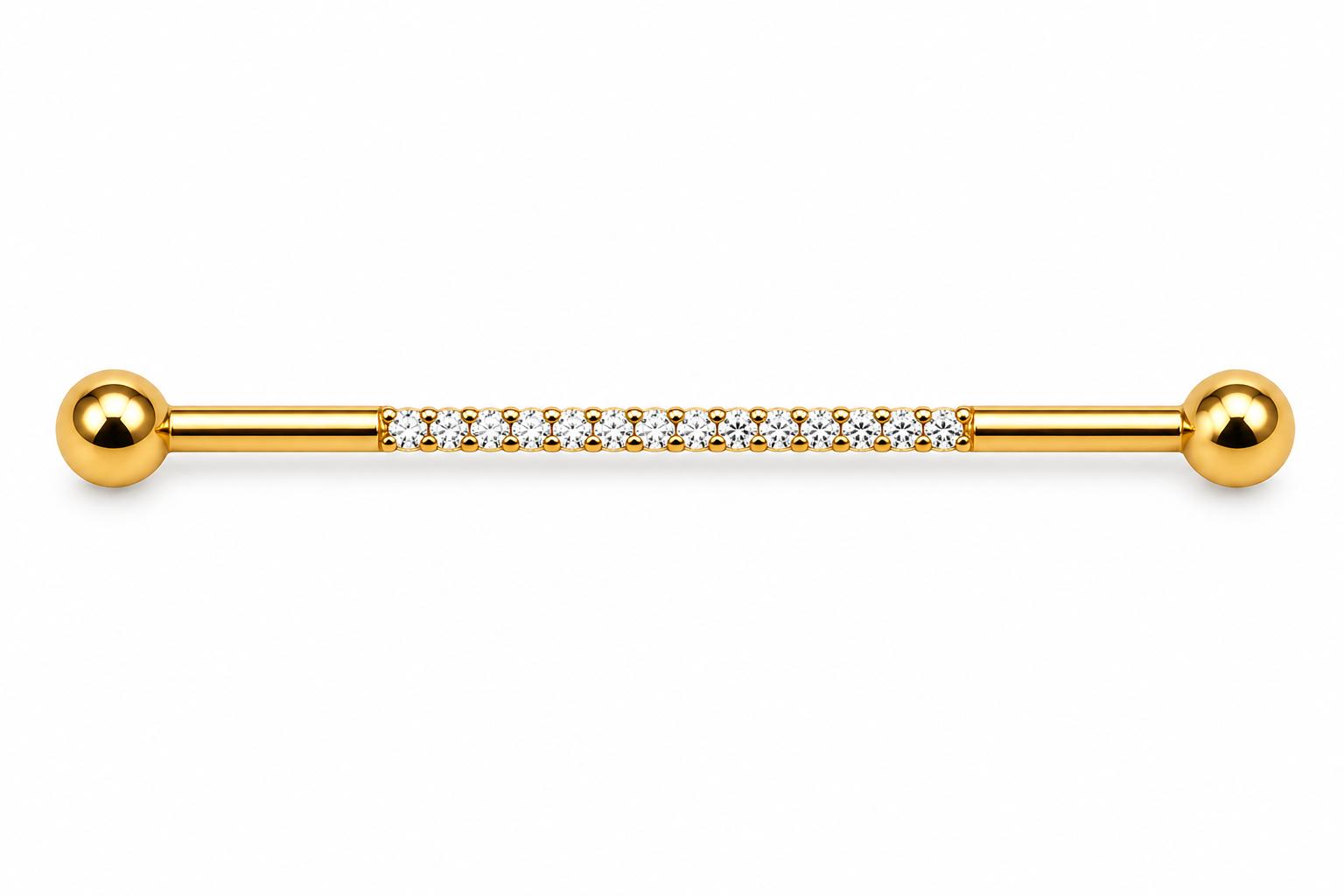 Piercing Transversal em Titânio PVD Gold Cravejado com Zircônias