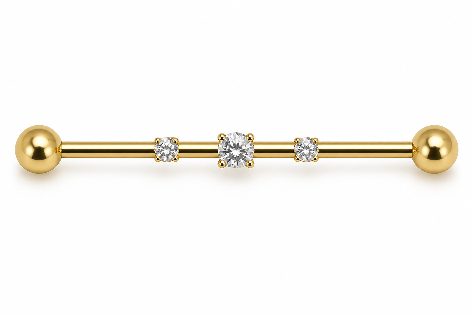Piercing Transversal em Titânio PVD Gold com 3 Zircônias