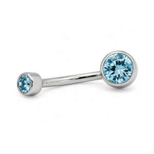 Piercing de Umbigo Flat em Titânio com Zircônia Azul