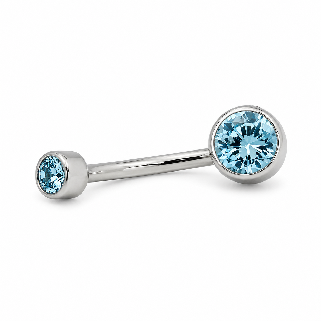 Piercing de Umbigo Flat em Titânio com Zircônia Azul