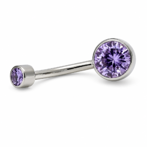 Piercing de Umbigo Flat em Titânio com Zircônia Lilás