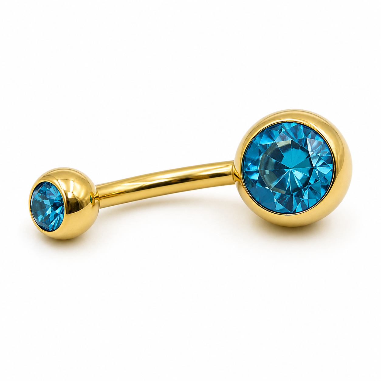 Piercing de Umbigo em Titânio PVD Gold com Zircônia Azul