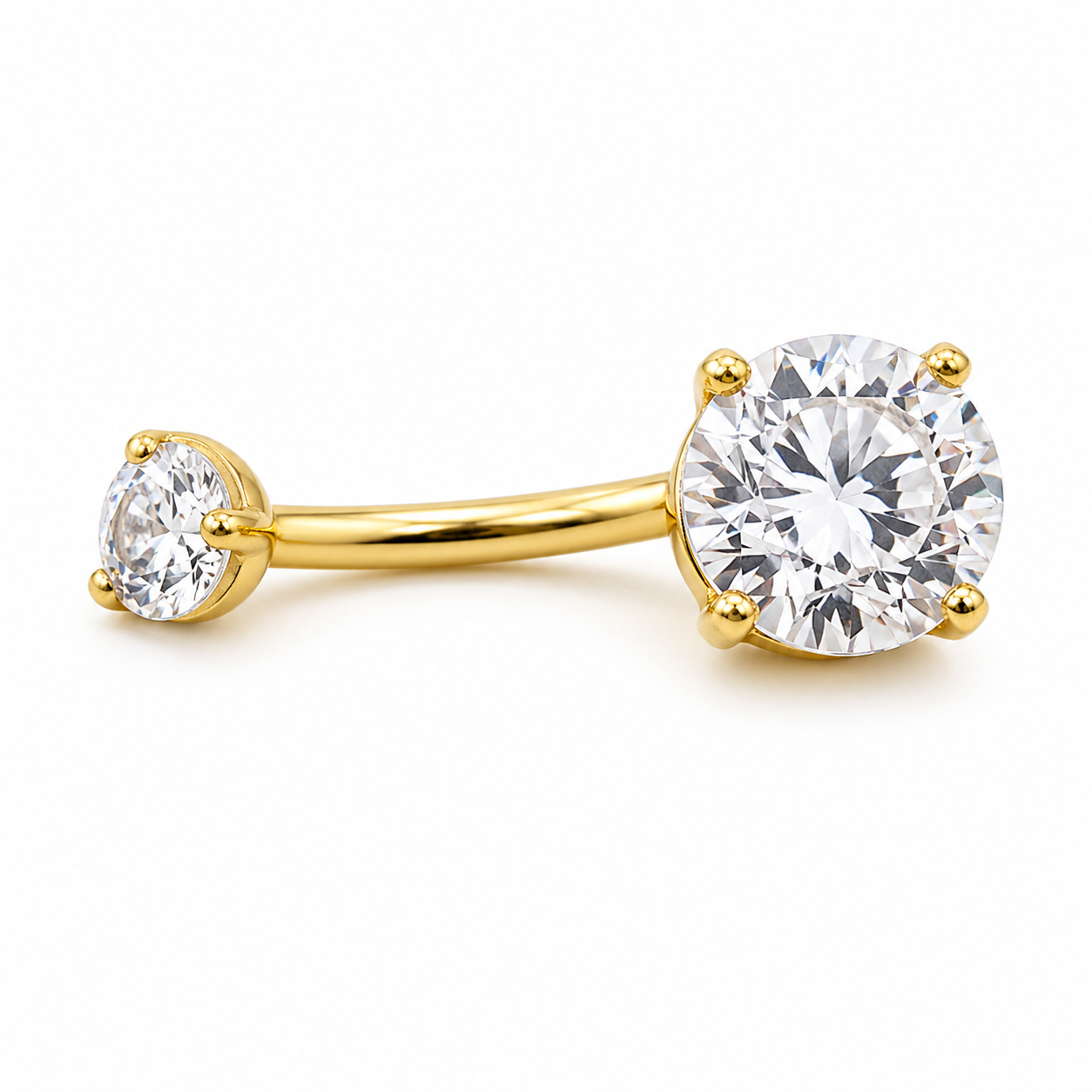 Piercing de Umbigo em Titânio PVD Gold com Zircônia Cravada