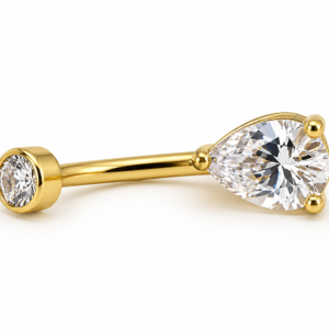 Piercing de Umbigo em Titânio PVD Gold com Zircônia Gota