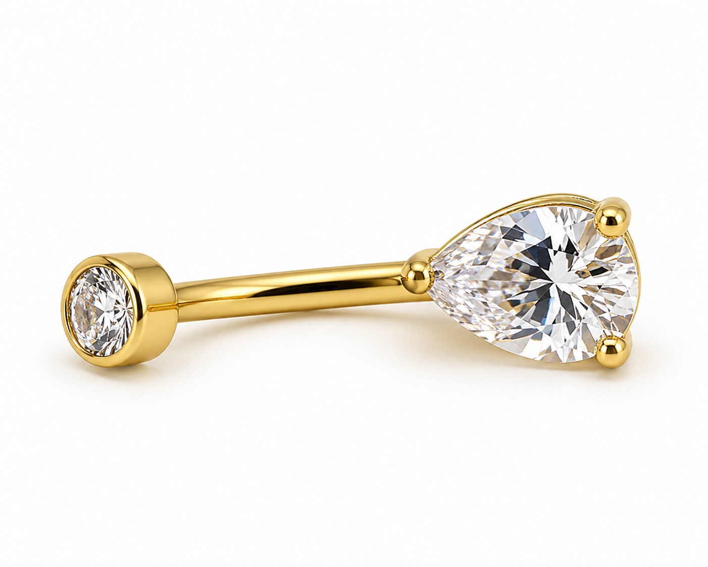 Piercing de Umbigo em Titânio PVD Gold com Zircônia Gota