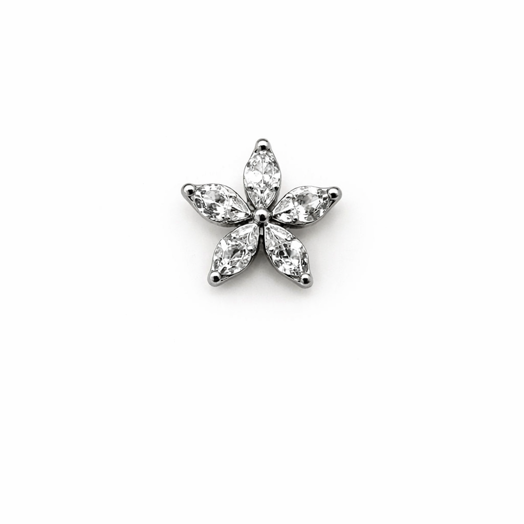 Topo Margarida com Zircônias em Titânio para Piercing