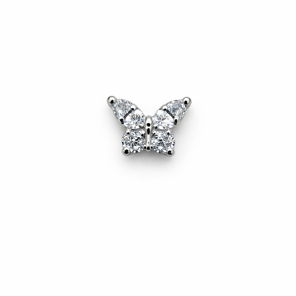 Topo de Piercing Borboleta Detalhada em Titânio