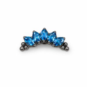 Topo de Piercing Cluster com Navetes e Esferas Blue em Titânio