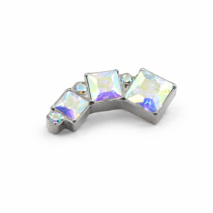 Topo de Piercing Cluster com Zircônias Quadradas em Titânio