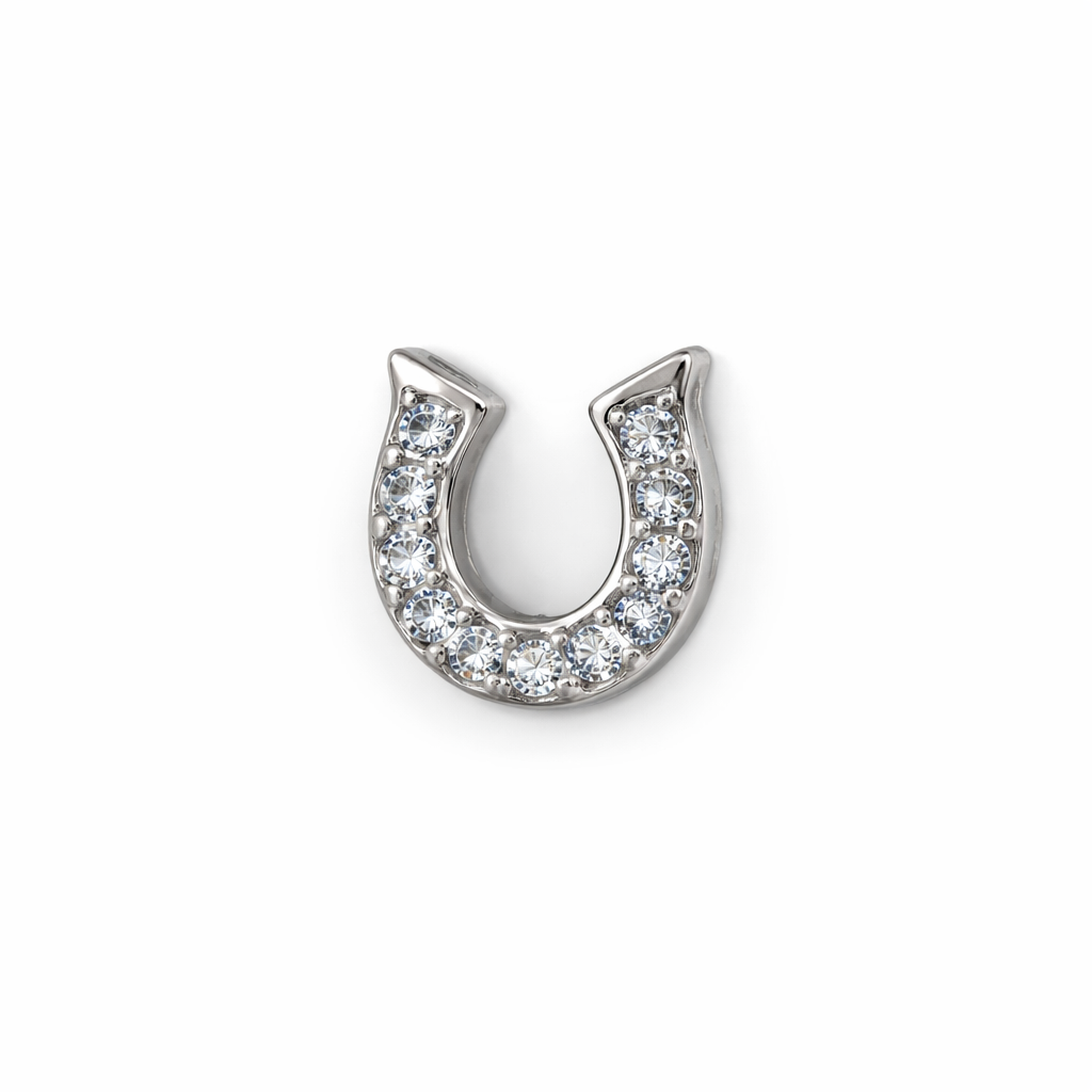 Topo de Piercing Ferradura Cravejada com Zircônias em Titânio