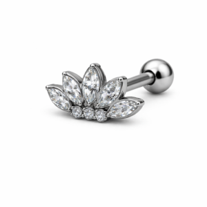 Topo de Piercing Flor de Lótus com Zircônias em Titânio